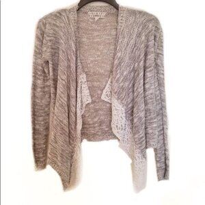 Pink Republic girls Gray Open-Front Cardigan With Lace Trim Size M 10-12